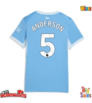 Manchester City Elliot Anderson #5 Replica Home Stadium Shirt for Women 2026-27 Short Sleeve